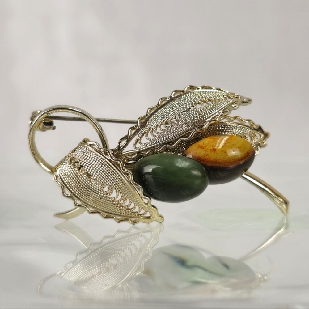 Vintage Silver Tone Filigree Brooch